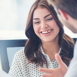 Woman Spinach in Teeth