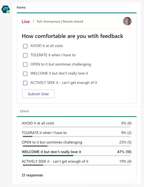 Microsoft Forms Poll in Microsoft Teams